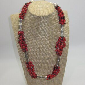 Red & Black Beaded Choker Necklace
